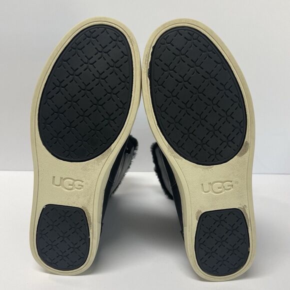 UGG Croft Exotic Velvety Snakeskin Faux Fur Black Leather Lace Up Sneaker 11 - Picture 9 of 10